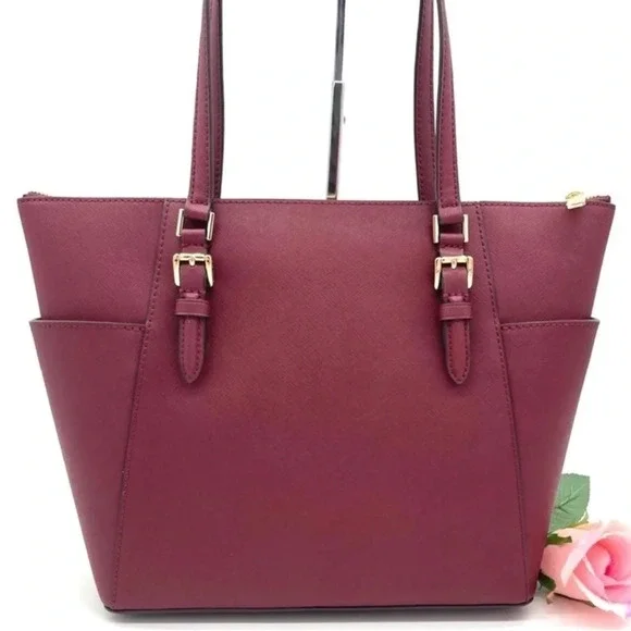 Michael Kors Large Charlotte Tote Bag Ruby Red - Picture 7 of 8